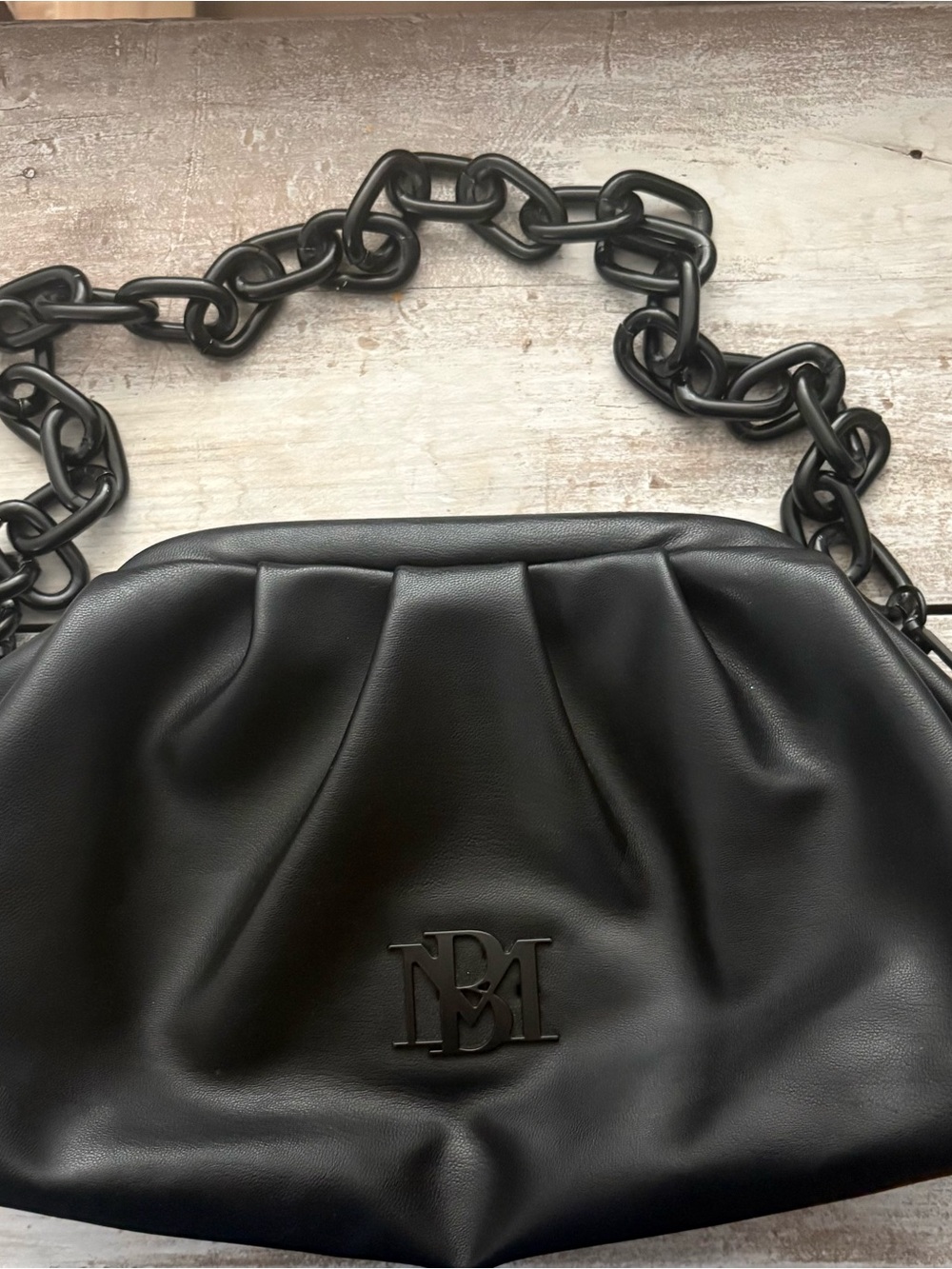 Badgley Mischka Black Chain-Handle Pouch Shoulder Bag